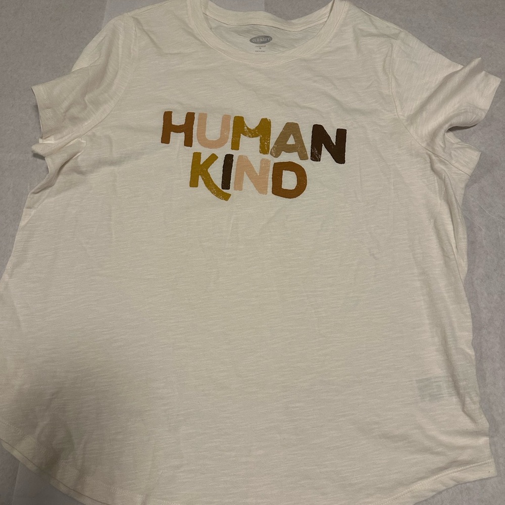Old Navy Cream Tee with Multicolor Graphic